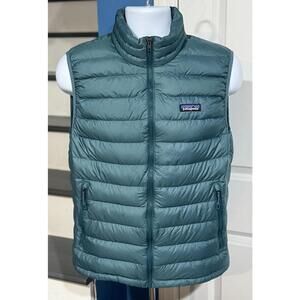 Men's Medium Patagonia Goose Down Sweater Puffer Vest Full Zip Cascade Green!